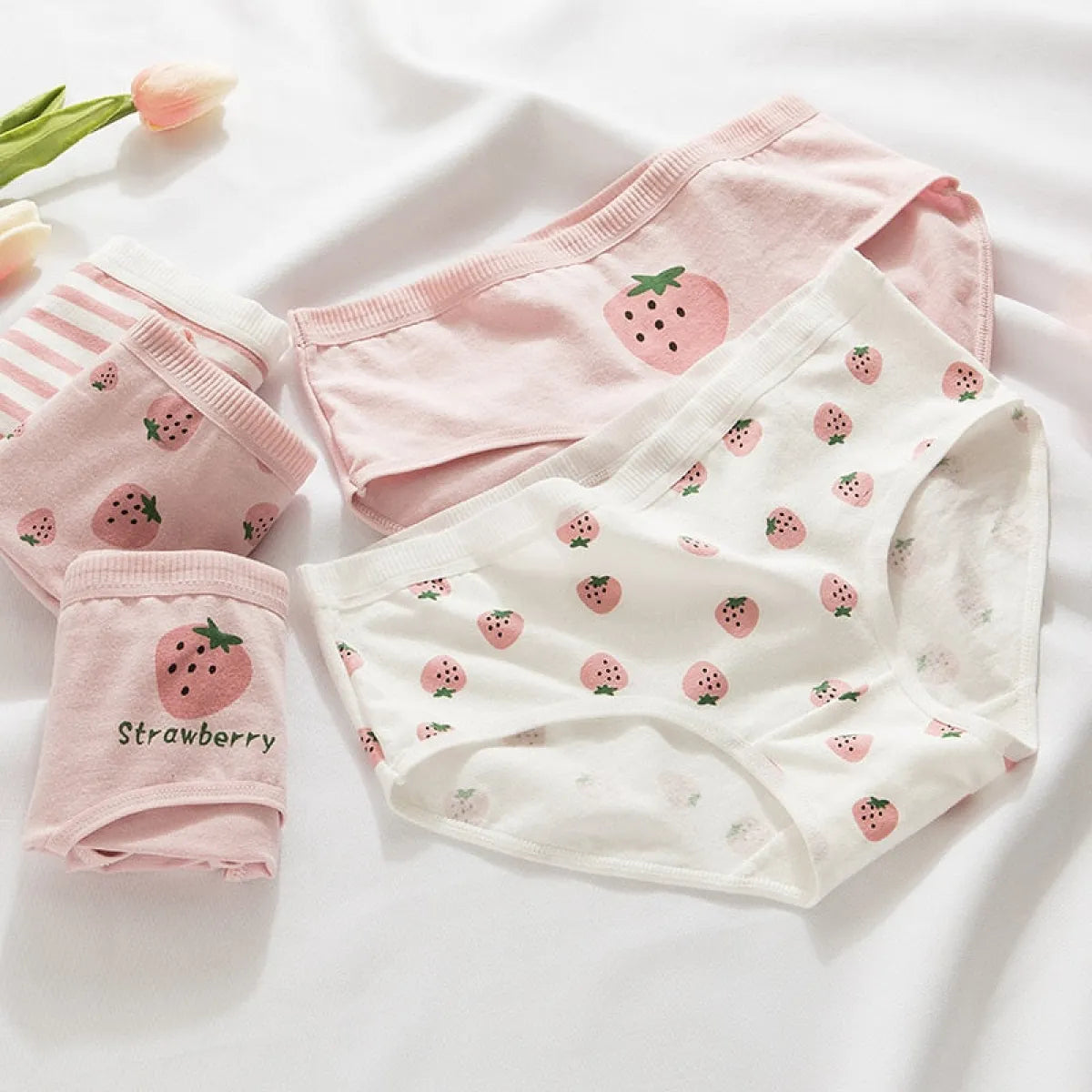 6-Pack Kawaii Strawberry Cotton Panties