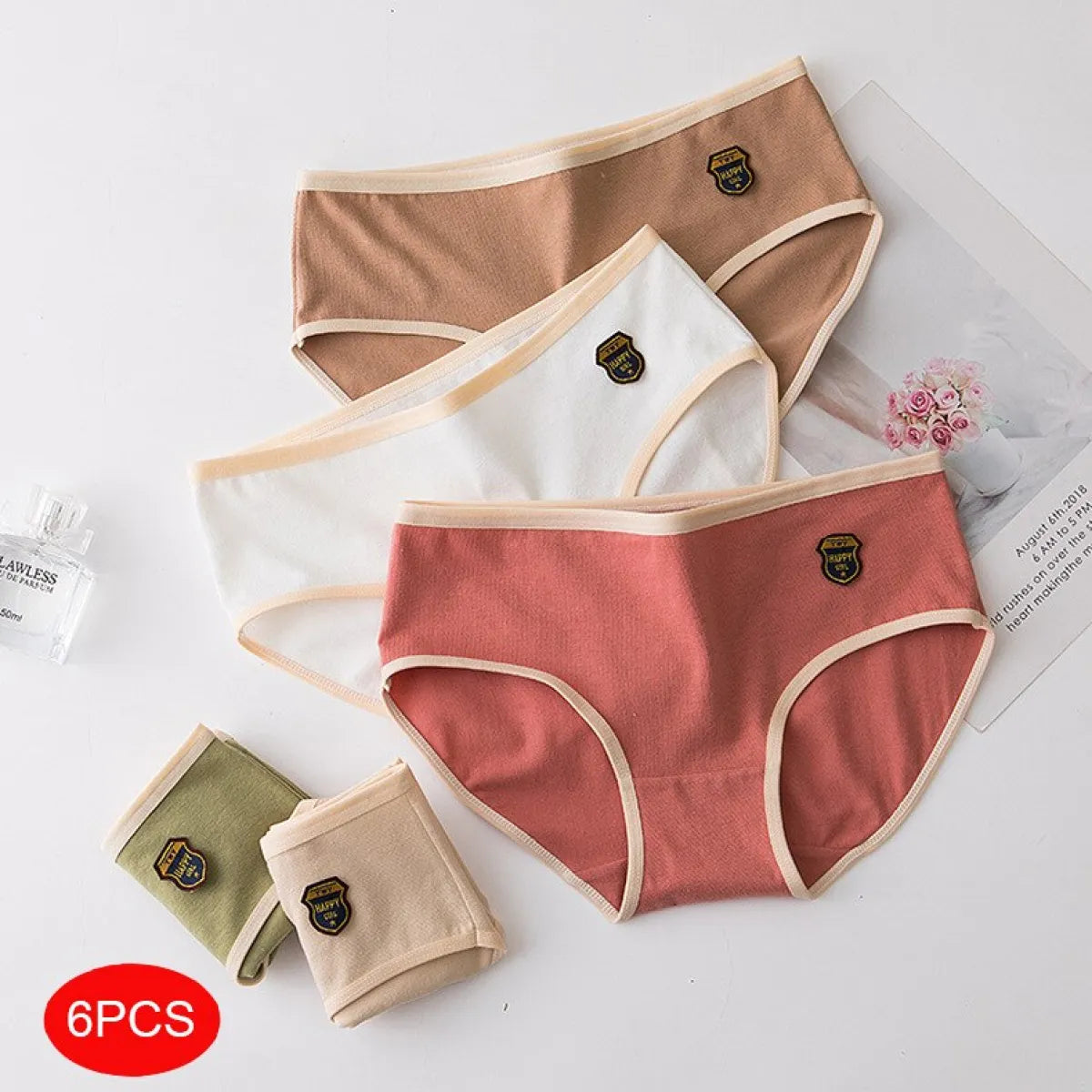 6-Pack Kawaii Strawberry Cotton Panties