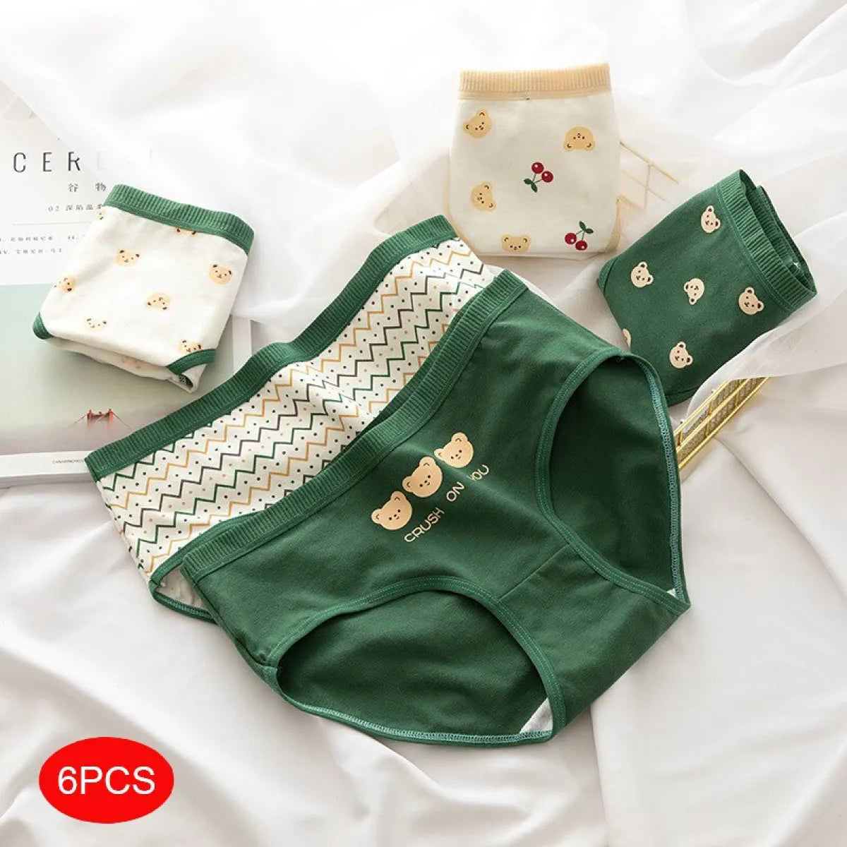 6-Pack Kawaii Strawberry Cotton Panties