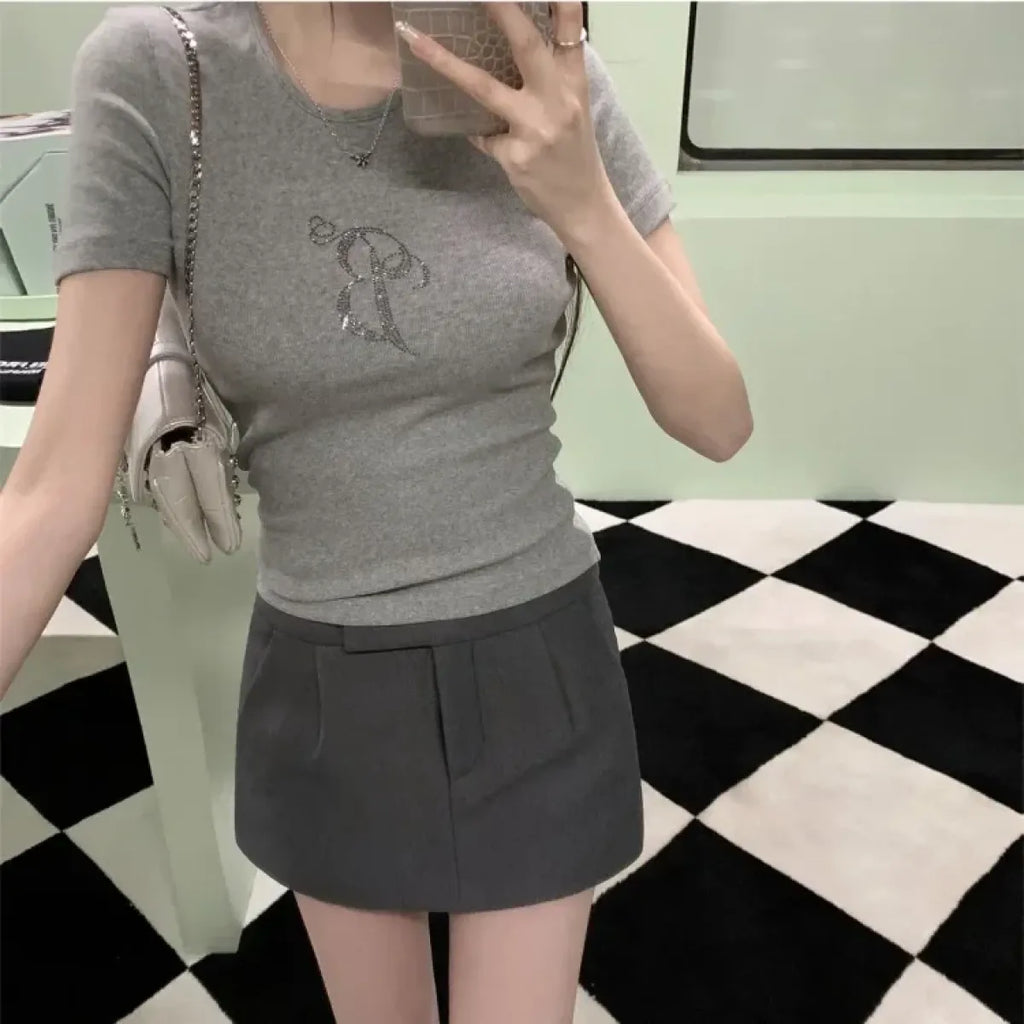 Angel Wings Rhinestone Slim Fit Tee