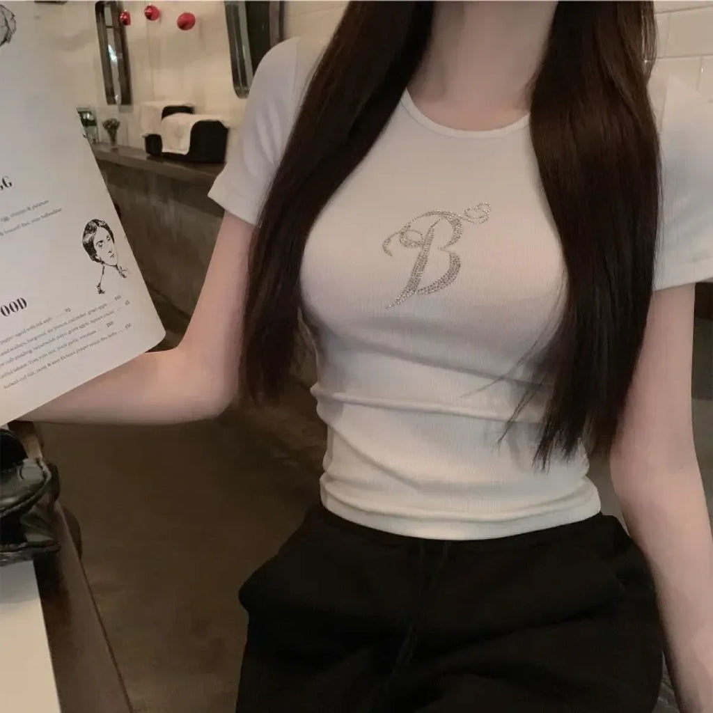 Angel Wings Rhinestone Slim Fit Tee