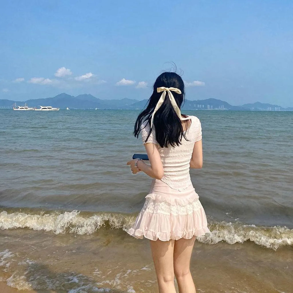 Angelic Lace Ruffle Mini Skirt