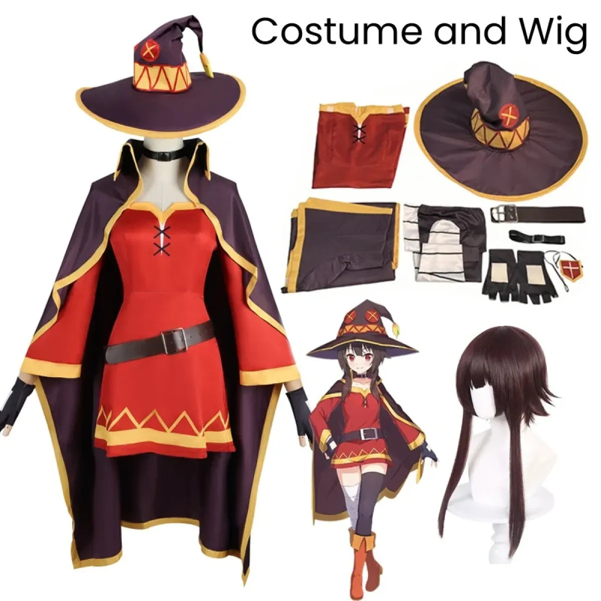 Anime Witch Costume Set with Cloak & Hat