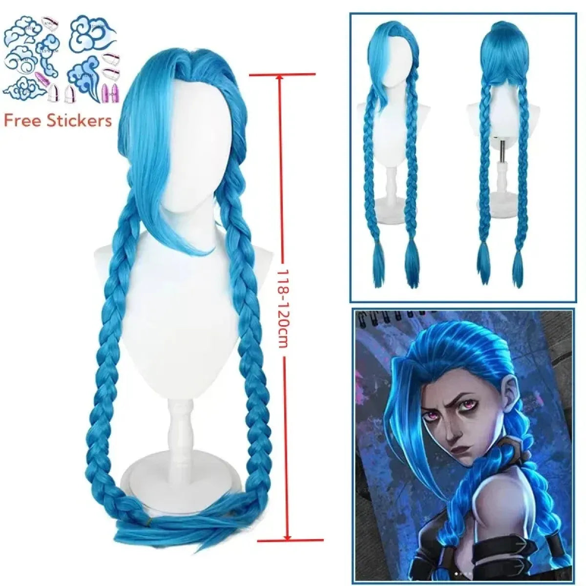 Arcane Jinx Cosplay Costume â€?LOL Season 2 Loli Outfit with Wig & Accessories