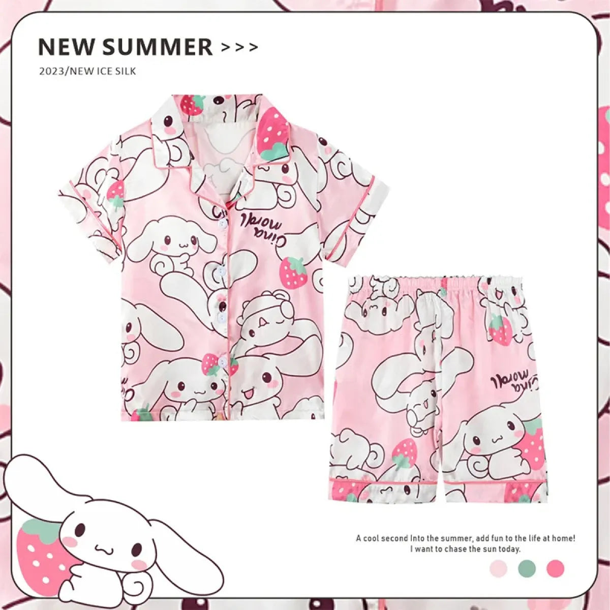 Anime Sanrio Kids Ice Silk Pajamas