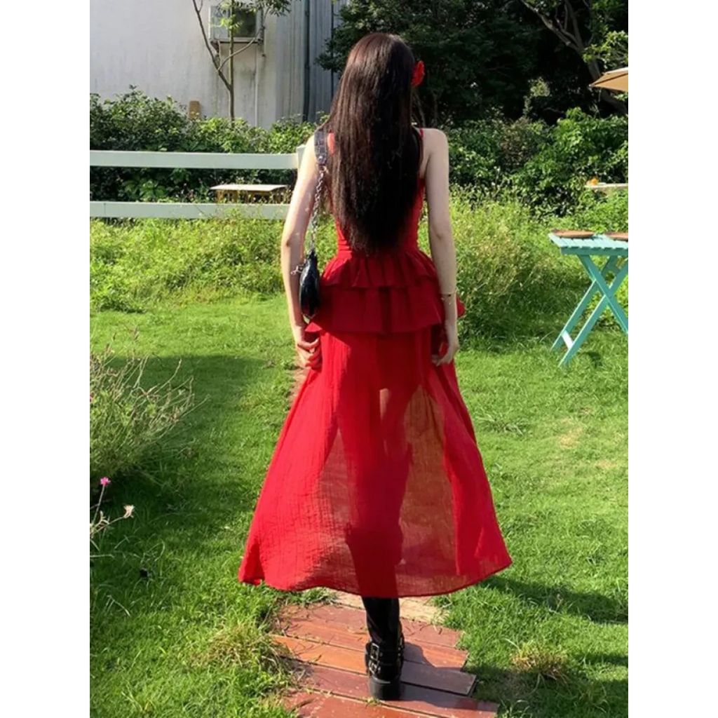 3D Flower Ruffle Irregular Hem Harajuku Dress