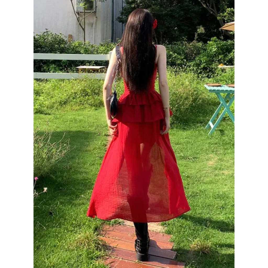 3D Flower Ruffle Irregular Hem Harajuku Dress