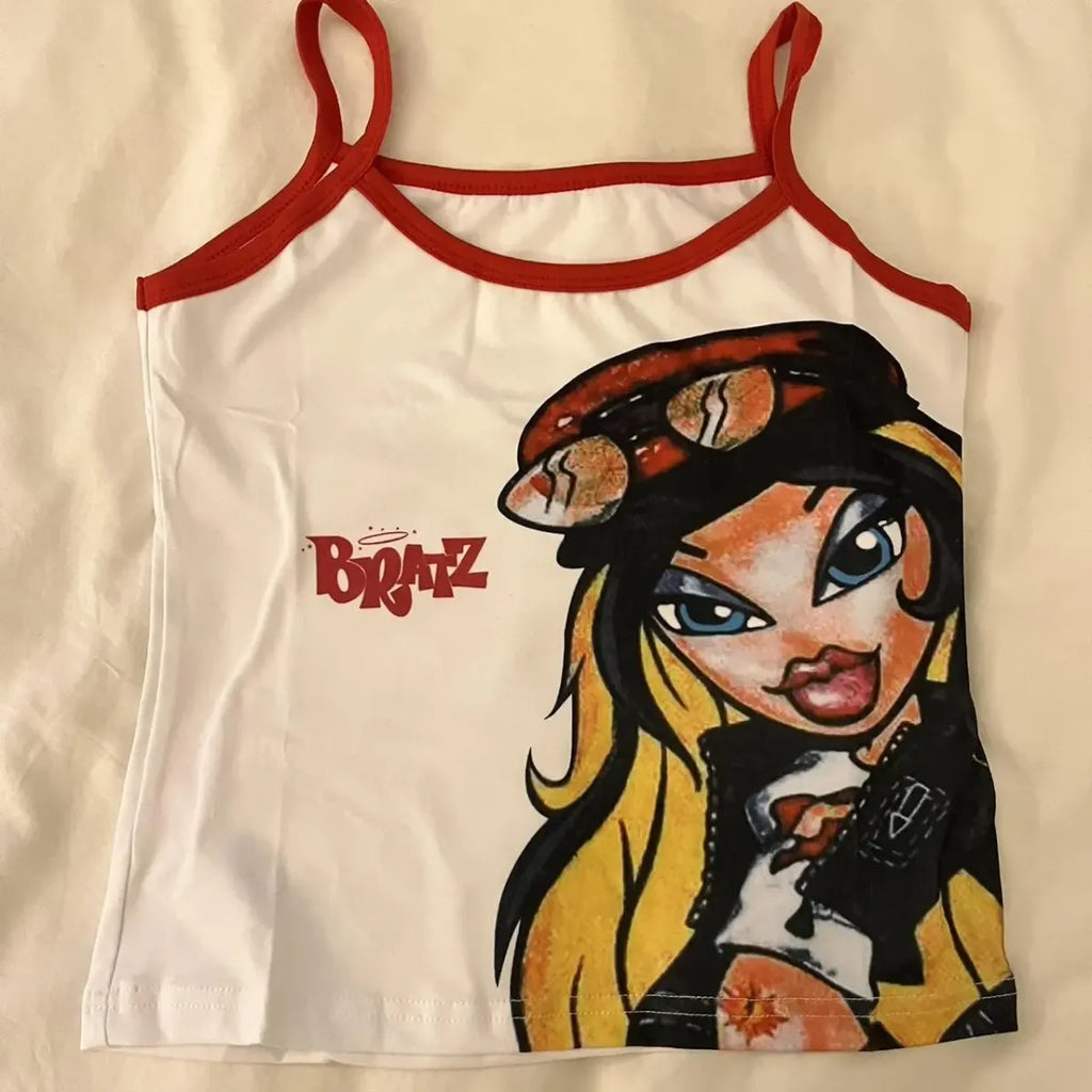 Anime Print Tank Top: Vintage Harajuku Streetwear